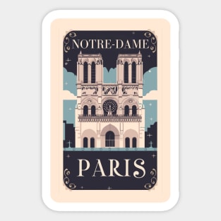 A Vintage Travel Art of the Notre-Dame Cathedral in Paris - France Sticker